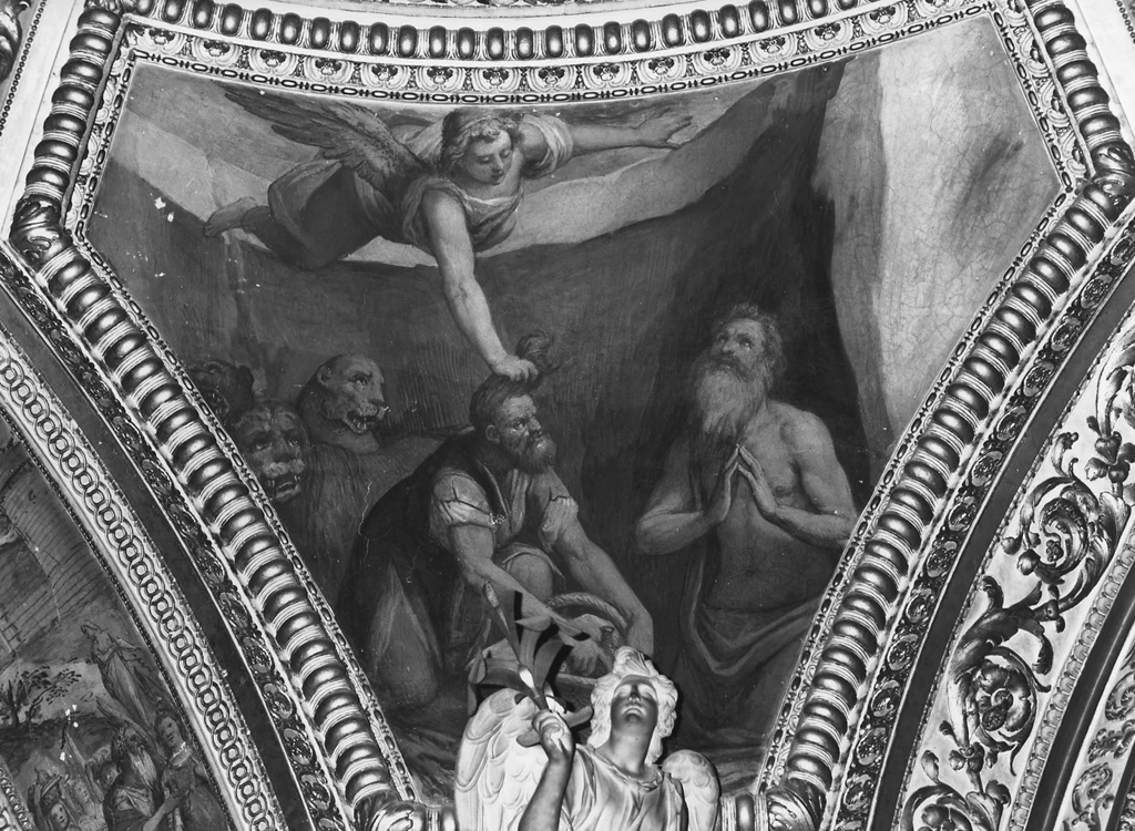 Storie del Vecchio Testamento - Abacuc trasportato dall'angelo, Chiesa del SS. Nome di Gesù all'Argentina, Roma